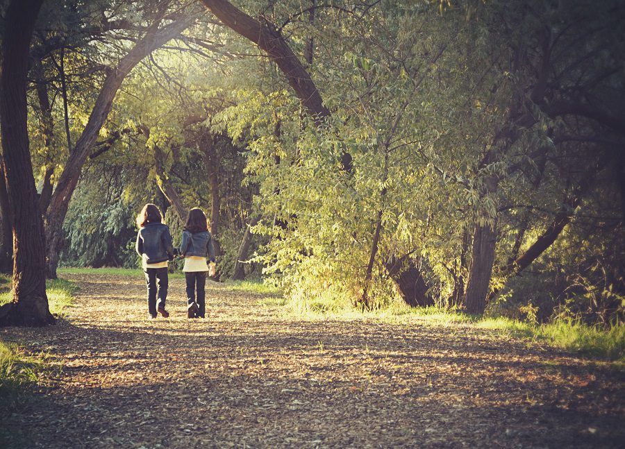 child friends walking